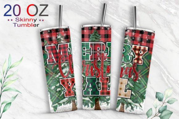 20oz Skinny MerryChristmas Tumbler Wrap: Graphics & Print Templates