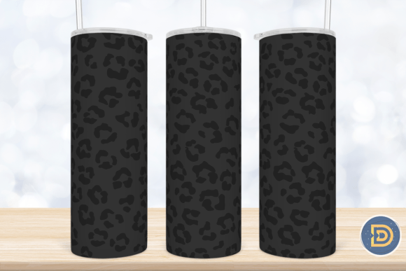 Black Leopard 20Oz Tumbler Wrap PNG for Crafts & Graphics