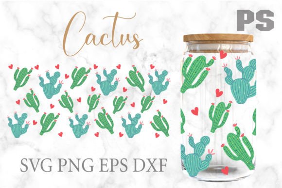 Cactus Can Glass Svg 16oz Libbey Wrap Graphics