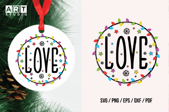 Christmas Round Sign Love SVG: Graphics for Crafts & Branding