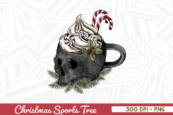 Christmas Skull Cup Candy Gothic Style Graphics