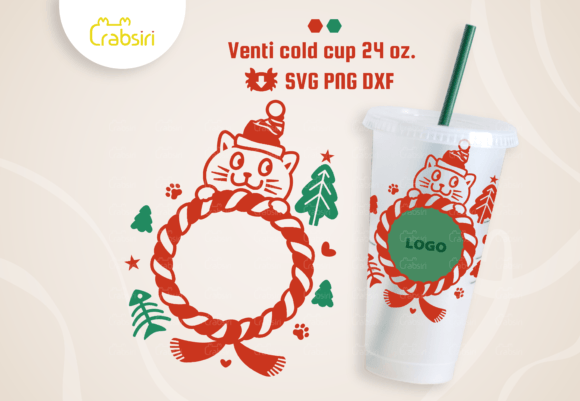 Cute Cat Christmas Cold Cup Graphics for Crafts