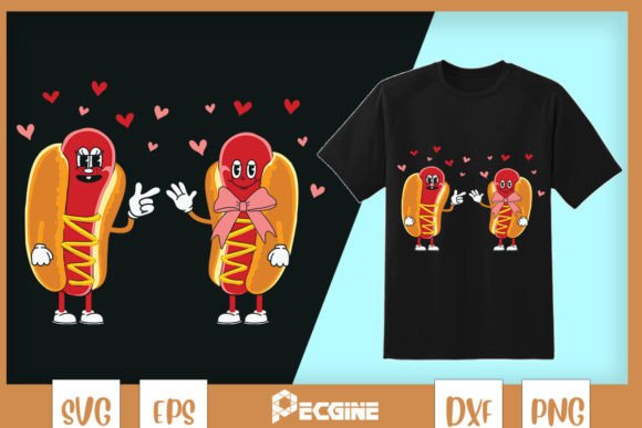 Cute Hotdog Couple Valentine SVG for Crafts & Graphics
