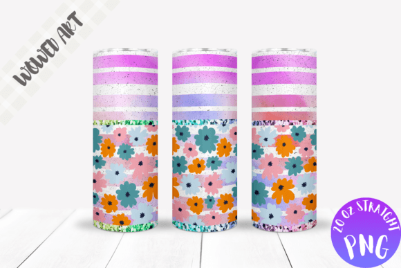 Flower Pattern 20 Oz Skinny Tumbler Wrap: Graphics for Crafts-Driven Branding