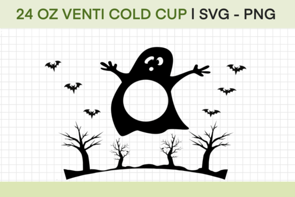 Ghost Trees Bats Halloween 24oz Wrap Graphics and Crafts