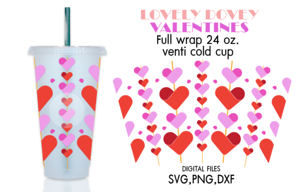 Lovely Dovey Venti Cold Cup Valentines Graphics & Crafts