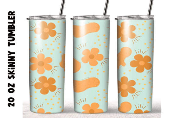 Orange Flowers Boho Tumbler Graphics for Crafts