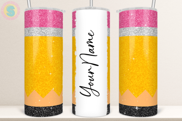 Pencil Glitter Tumbler: Graphics & Crafts for Branding