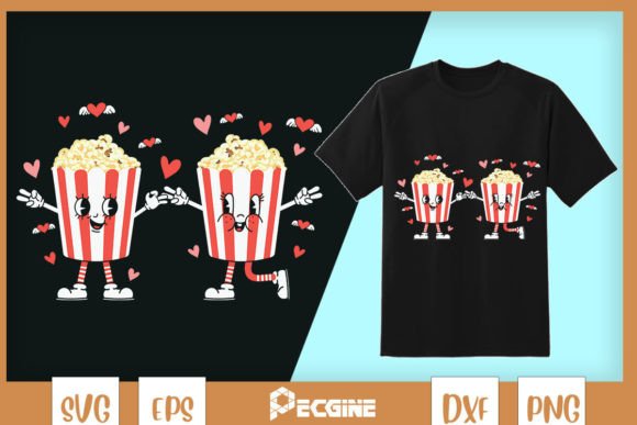 Popcorn Couple Fastfood Valentine Graphics for Crafts