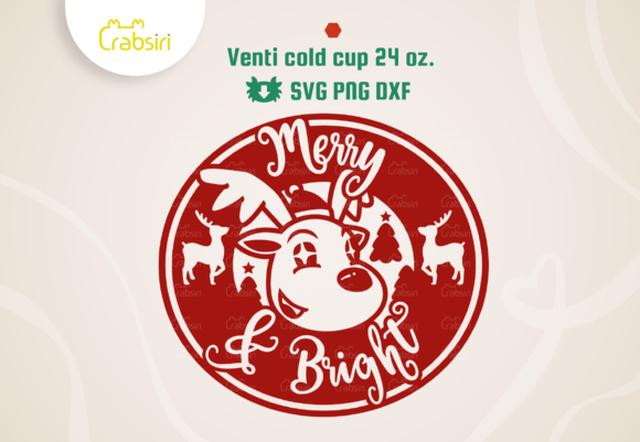 Rein Deer Merry and Bright Cold Cup: Graphics for Crafts