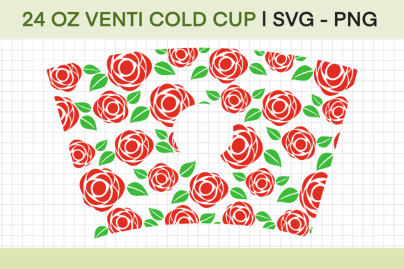 Roses for 24oz Venti Cold Cup Full Wrap