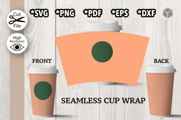 Seamless Hot Cup Wrap Template for Graphic Templates