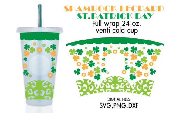 Shamrock Leopard Venti Cold Cup 24 Oz. Graphics and Crafts