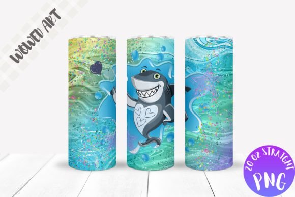 Shark 20 Oz Skinny Tumbler Wrap: Graphics for Crafts & Content