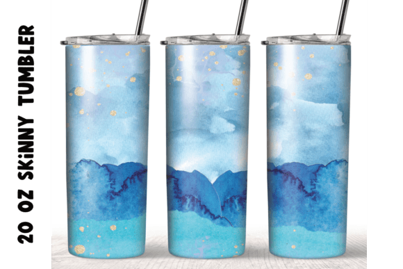 Watercolor Blue Ink Tumbler Wrap: Graphics for Crafts