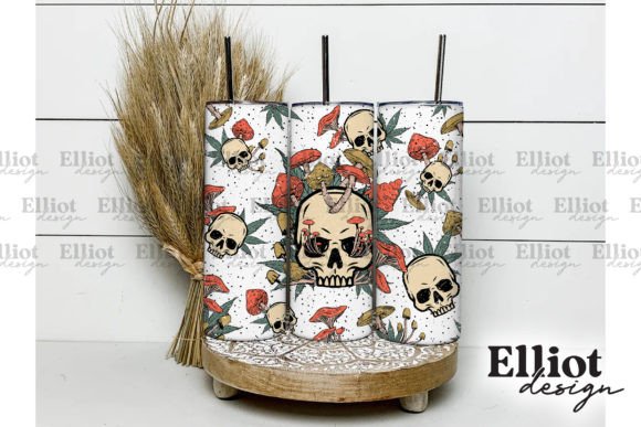 Weed Skull Tumbler Wrap PNG: Graphics for Crafts & Local Business